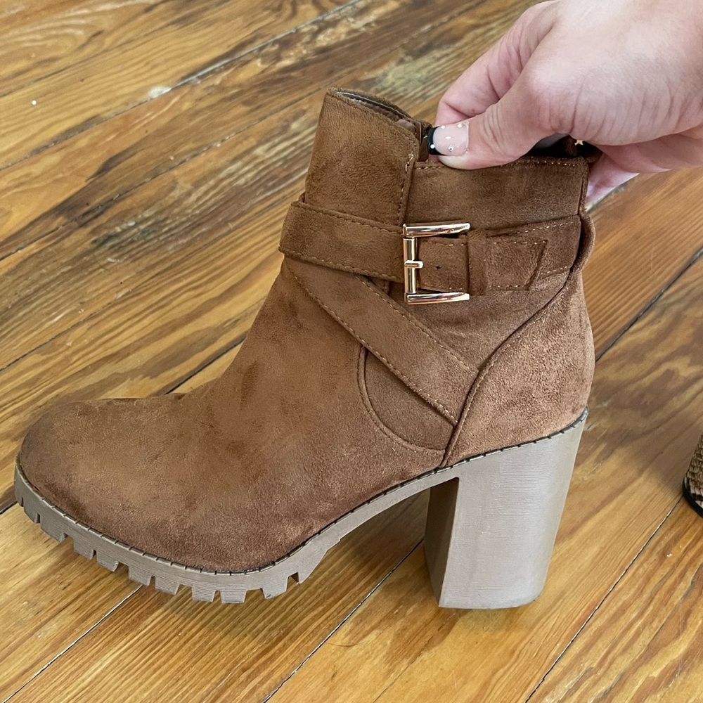 Brown heel booties